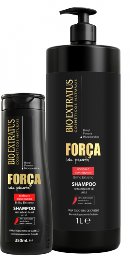 SHAMPOO FORÇA COM PIMENTA  - Shampoo para Crescimento de Cabelo 350ml Linha Força Bio Extratus 150x250